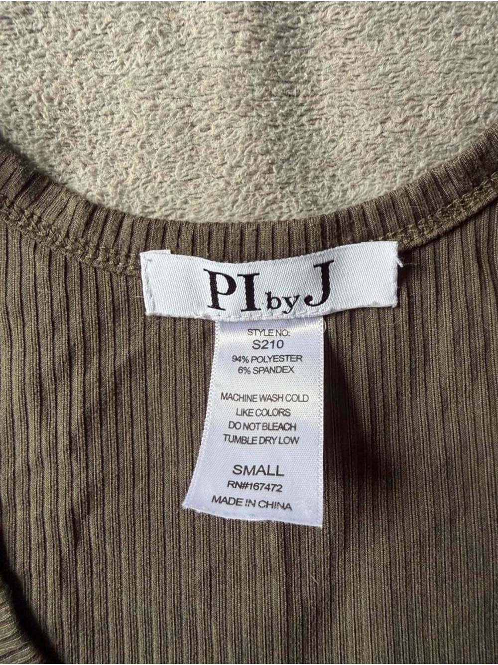 Olive Ribbed Tank Top - Picture 2 of 3